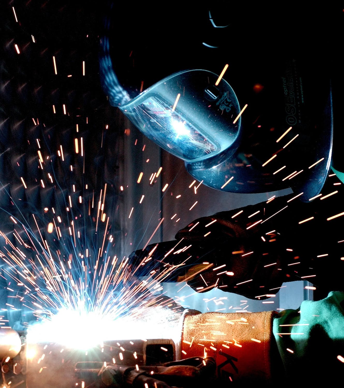 A welder welding